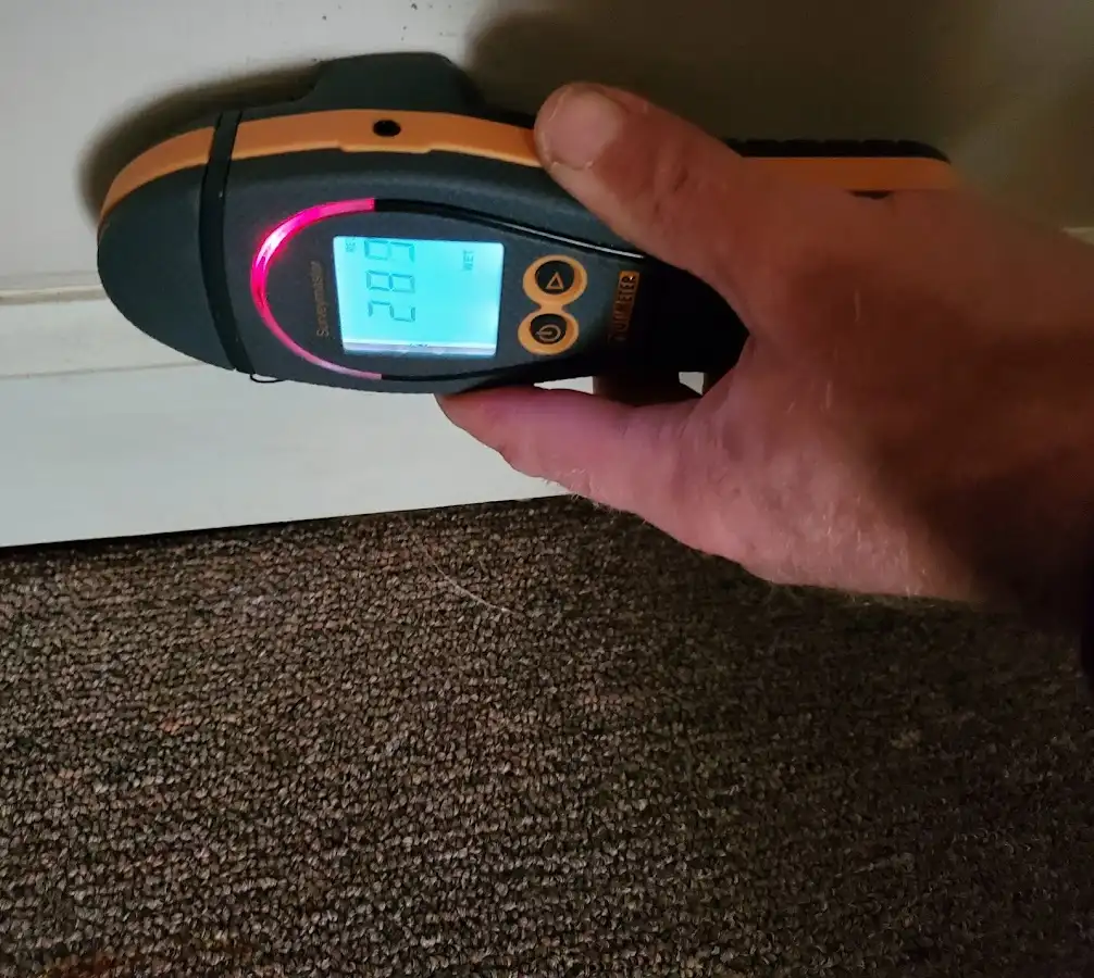 Moisture detection at baseboard during Burst Pipe Cleanup in Midland Park
